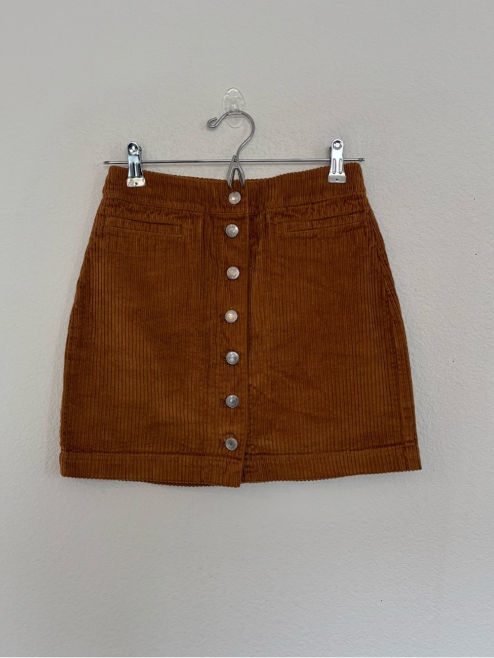 Aritzia Corduroy Button-Front Mini Skirt in Brown